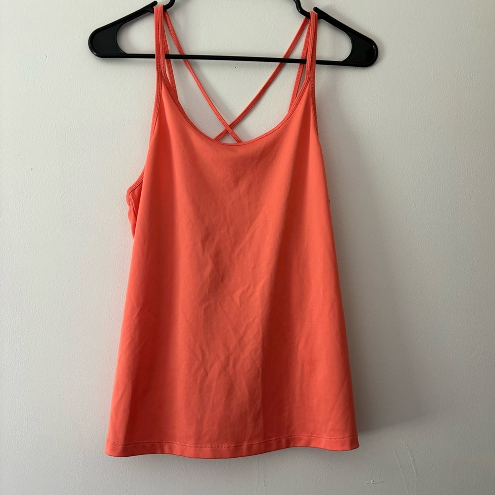 Ideology Women's Strappy Crossback Workout Tank Top Small Peach Orange Tech Knit